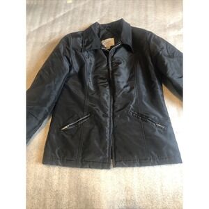 Jacqueline Ferrar Womens Jacket Black‎ Zipper Front Pockets Size Small Petite